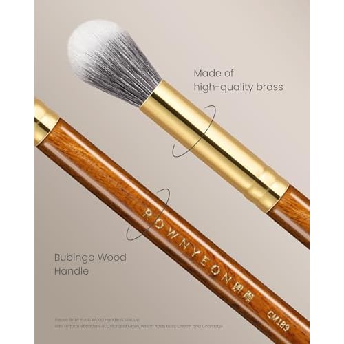Desert Oak Series Powder Cheek Duo Brush Set - CM 188 Blush Brush & CM 189 Highlighter Brush of Goat Hair for a Soft-Focus Glow, Bubinga Handle