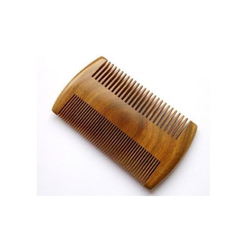 Handmade Natural Green Sandalwood No Static Combs with Aromatic Scent - 2 PCS Pocket Combs for Long and Short Beards, Mustaches (4" Long Two Sides)