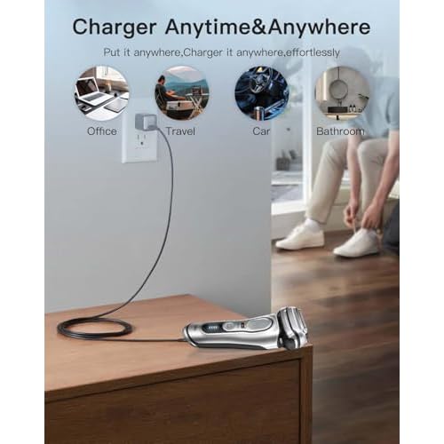 Charger Cable for Braun Shaver Series 9 8 7 6 5 3 1,Power Cord for Braun S3 S6 S7 S8 S5 S9 S1 Electric Razor,Durable Portable Travel Charger,3.3FT (2 Pack)
