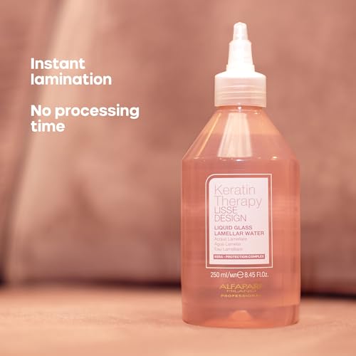 ALFAPARF MILANO Keratin Therapy Lisse Design Liquid Glass Lamellar Water for Visibly Shiny and Frizz-Free Hair - Glossy Lamination Treatment and Detangler (8.45 fl oz / 250 ml)