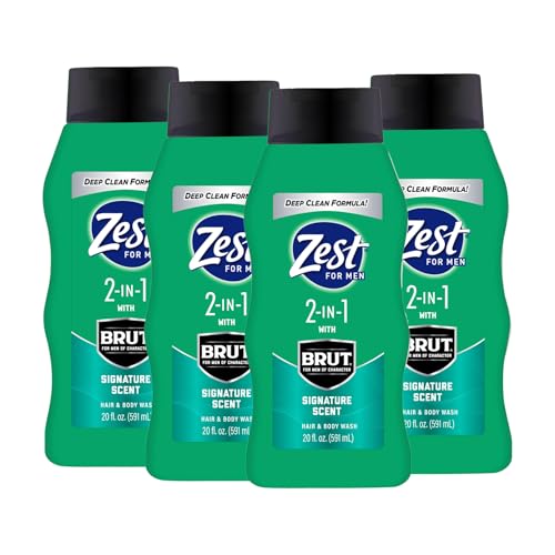 Zest Mens 2-in-1 Body Wash - Body Wash for Men - Cleanses Hair and Body - Refreshing Scent - Hydrating Shower Gel - Ideal for All Skin Types - 4 pc