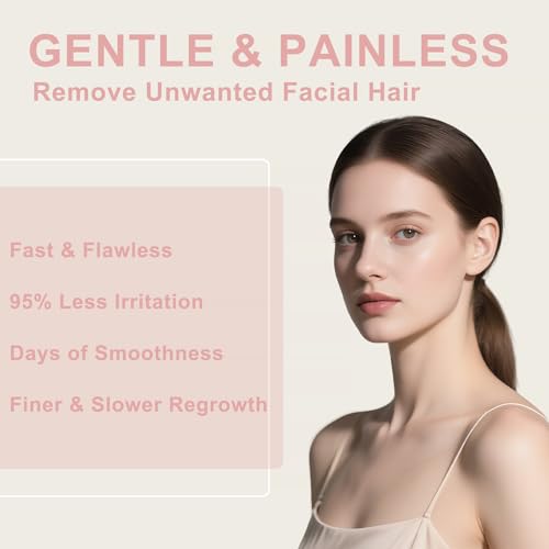 Women Facial Hair Removal Cream for Face Sensitive Skin, Painless Facial Depilatory Cream for Face, Flawless Unwanted Chin Upper Lip Hair Remover, At Home Pubic Hair Removal, 1.69 fl.oz