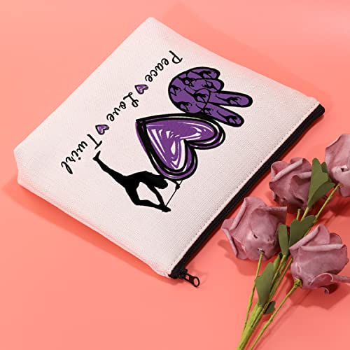 JXGZSO Baton Twirling Gift Peace Love Twirl Cosmetic Bag Baton Gifts For Women Baton Gymnast Makeup Bag Twirling Lover Gift