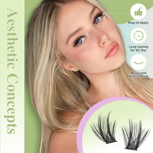 KEYYOU LASH Extension Kit 144Pcs Angel Lash Clusters Kit Thick Eyelash Extension Kit with Glue and Seal,Tweezers,Remover for DIY lash extension kit at Home£¨Kit-Angel A03-D-8-18MIX£©