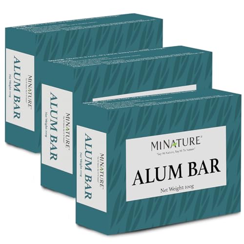 Mi Nature Pure Alum Bar Pack of 3(100g*3)|Natural Phitkari Block |Potassium Alum Stone |Shaving Bar |Skin Astringent |Water Clarifier |Odor Control