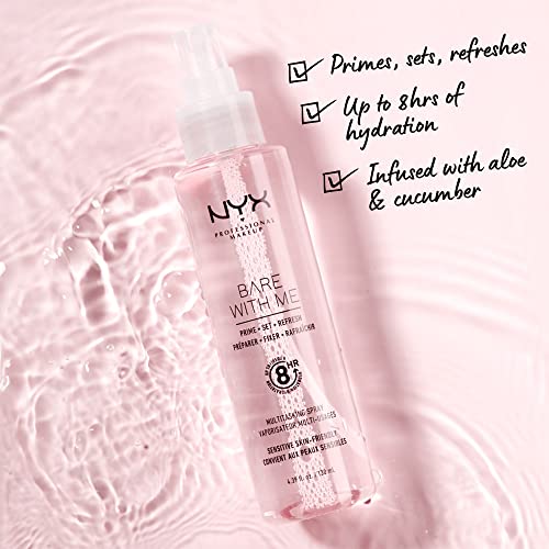 NYX PROFESSIONAL MAKEUP Bare With Me Multitasking Primer & Setting Spray & Makeup Setting Spray - Dewy Finish, Long-Lasting Vegan Formula (Packaging May Vary)