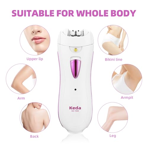 Epilator for Women, Smooth Glide Epilator for Face, Rechargeable Facial Epilator Hair Removal Face Trimmer Device with LED Light for Facial Armpit Bikini and Leg