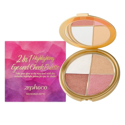 Eye & Cheek Palette - Eyeshadow and Highlighter Makeup, Eye Shadow Palettes Multifunctional Makeup Palettes Contour Kit,Shimmer Glow Face Highlighter Palette for Women Face,Natural Glow Contour Powder