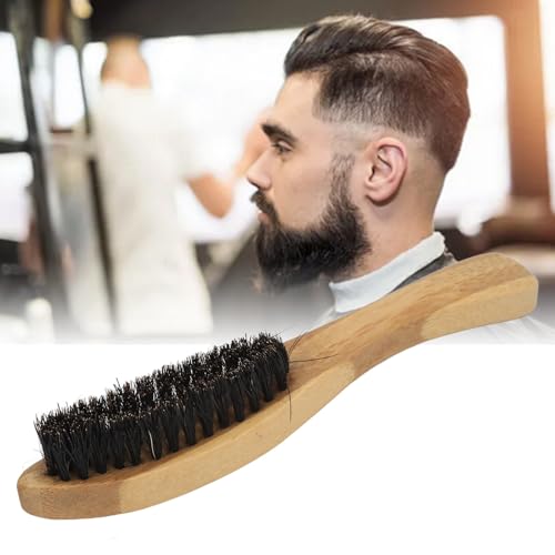 Beard Brush for Men, Bamboo Wood Mustache Brush with Imitation Brushes, Protable Beard Brushes, Strong Toughness Beard Grooming Brush for Mustache Straightening, 6.6in