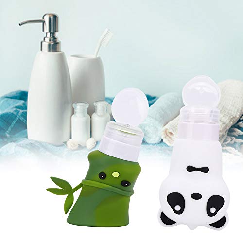 Haofy 2Pcs Cartoon Panda Bamboo Shape Cosmetic Container Silicone Travel Squeeze Bottle Shampoo Lotion Cosmetic Container Leak-Proof Liquids Bottles