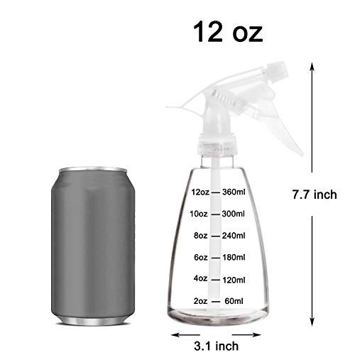 Youngever 6 Pack Empty Plastic Spray Bottles, Spray Bottles for Hair and Cleaning Solutions (12 Ounce)