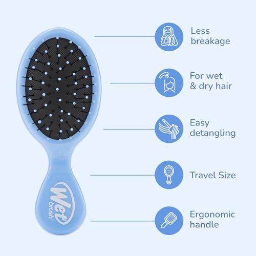 Wet Brush Squirt Detangling Brush, Sky, Mini Detangler, No Tangle Ultra-Soft IntelliFlex Bristles, Wet & Dry Styling Hairbrush for Women & Men, All Hair Types