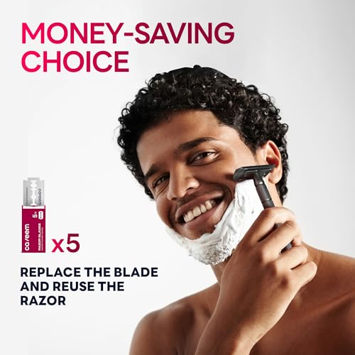 Black Safety Razor Long Handle and 60 Count Double-Edge Safety Razor Blades