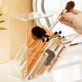 VORA Makeup Brush Holder, Clear Make Up Brush Holder Organizer with 17 Slots, Tilt Open Large Makeup Brush Holde with Lid, Acrylic Makeup Organizer for Vanity Decor Office Home