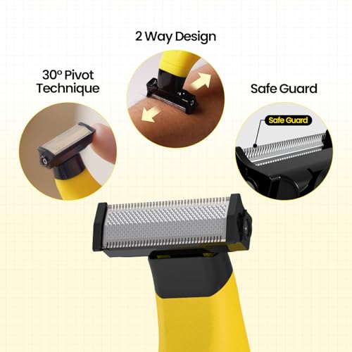 Gorilla Technique Men¡¯s Groin & Body Hair Trimmer ? 2-Way Pivot Blade, No-Nick Skin Guard, 4 Trimming Heads, 1?6mm Combs, IPX4 Waterproof, Electric Shaver for Pubic & Ball
