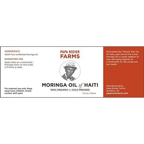 Papa Rozier Farms Moringa Oil of Haiti 2oz - Grown On Our Farms, Crushed In Our Farmhouse in Brooklyn - Undiluted, Cold Pressed, And Unrefined For Hair, Skin, Eyelashes, Eyebrows & Nails - from