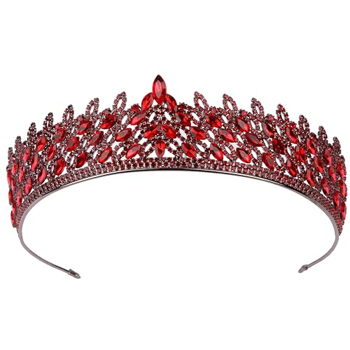 LIMELIA Women's Tiara, Crown for Henna Wedding Party | Glitter Hair Accessories for Bridal Birthday Pageant Prom Halloween Costume Christmas Party, Princess Crowns | Leaf Pattern - Burgundy