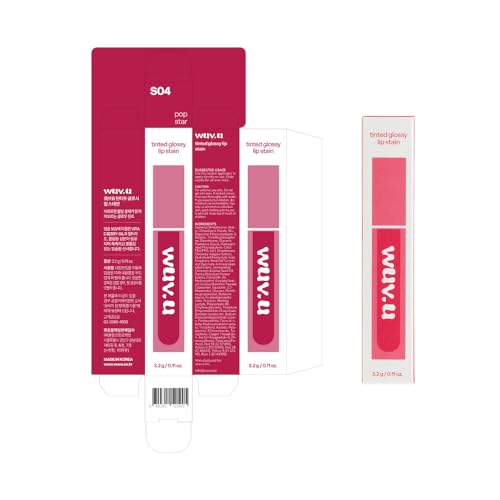 Glossy Lip Stain ? Plumping Hydrating Lip Oil Tint with Hyaluronic Acid & Peptide Complex ? Non-Sticky High Shine Pigmented Finish ? Pop Star (Red) 0.11 oz.