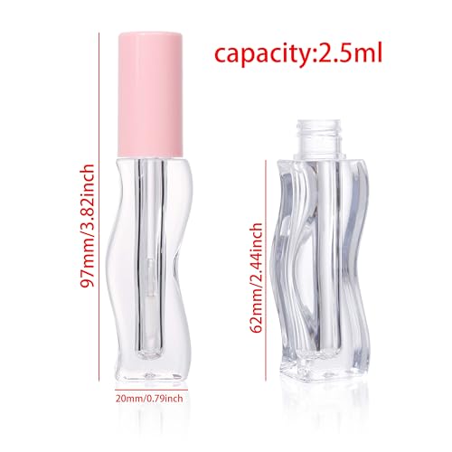 COSIDEA 9pcs Empty 2.5ml/0.08oz Pink lip gloss tubes with wand unique Wave shape lipgloss tube container small capacity for lip Tint DIY (9)