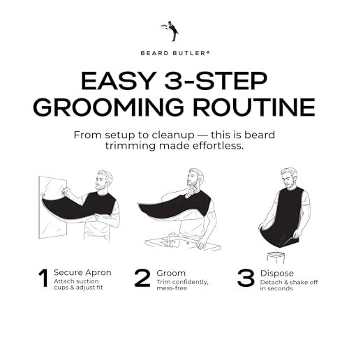 Beard Butler¢ç 'The Original' Beard Bib Apron ? Beard Hair Catcher for Men ? Grooming & Shaving Apron with Strong Suction Cups ? Beard Gift for Husband, Boyfriend ? Includes Travel Case