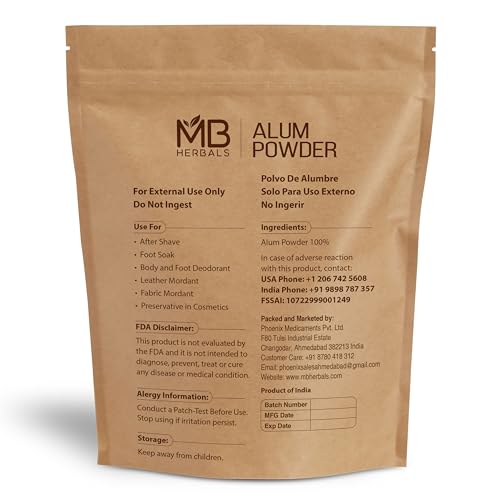 MB Herbals Alum Powder 8 oz / 0.5 lb / 227g | Deodorant | After Shave | Leather Fabric and Paper Mordant | Do Not Ingest | External Use Only