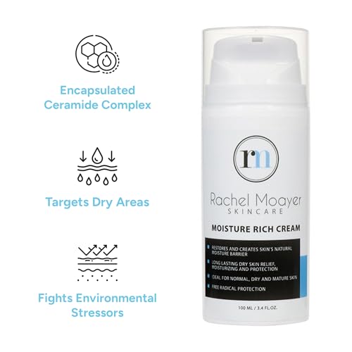 Rachel Moayer Skincare RM Moisture Rich Cream with Ceramide Complex, Hydrating Face Moisturizer for Dry & Mature Skin, Encapsulated Delivery System, Long-Lasting Nourishing Barrier Protection, 1.7 oz