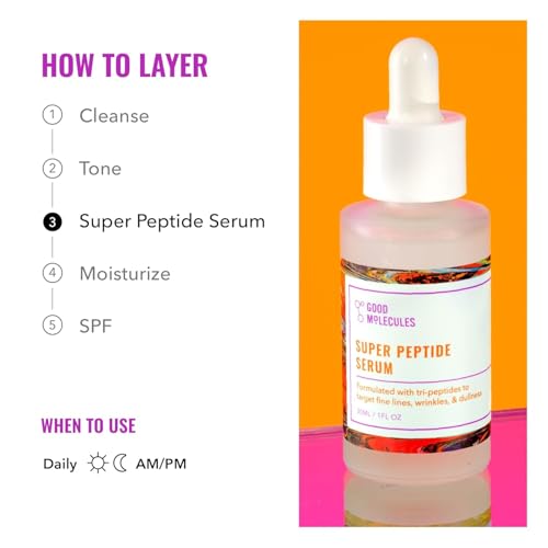 Good Molecules Super Peptide Serum Pack 3 ? 1 fl oz / 30 ml Each | Lightweight Facial Serum with Peptides & Copper Tripeptides, Water-Based Skincare