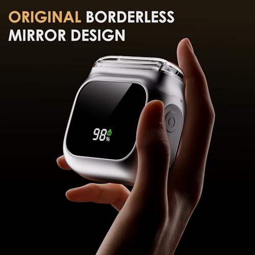 Electric Razor for Men,Innovative Mirror-Like Design,Beard Trimmer for Men with 20,000 RPM Motor,LED Display,3 Floating Blades,IPX7 Waterproof,Mini Men's Foil Shavers - Perfect for Travel & Home Use