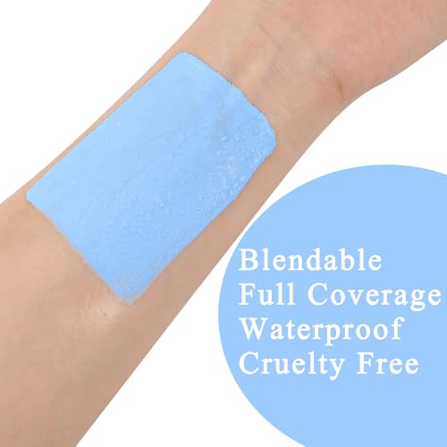 Light Blue Liquid Foundation,Full Coverage Pale Blue Body Paint for Corpse Bride Halloween SFX Avatar Sally Makeup