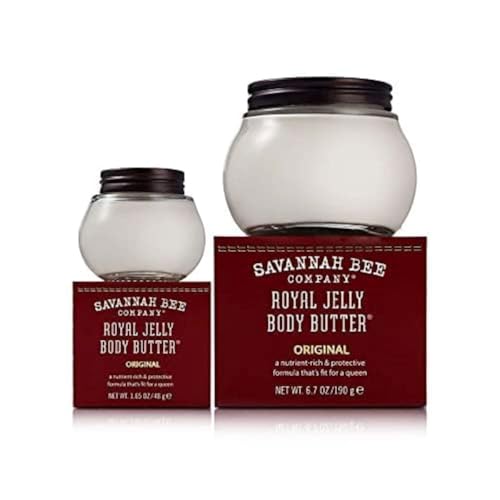 Savannah Bee Company Ultra-Rich Royal Jelly Body Butter Original Formula Set: Deeply Moisturizes, Nourish & Revitalize Skin with Sweet Fragrance of Blackberries & Velvety Vanilla (6.7 Oz & 1.65 Oz)