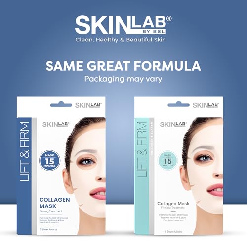 SKIN LAB Collagen Sheet Mask for Women ? Hydrating Skincare ? Firming, Moisturizing, Anti-Aging Facial Treatment Set ? Overnight Collagen Masks, 5 Count