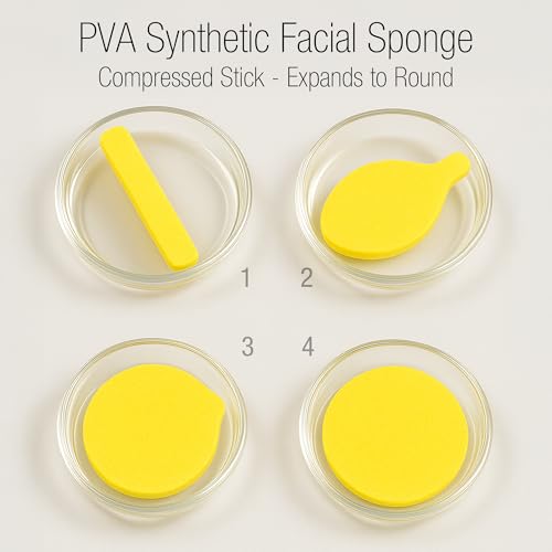 APPEARUS Compressed Facial Sponges (240 Count) ? Round PVA Face Sponge Sticks for Estheticians ? Soft Disposable Cleansing for Makeup Removal & Mask ? Absorbs 12x Water