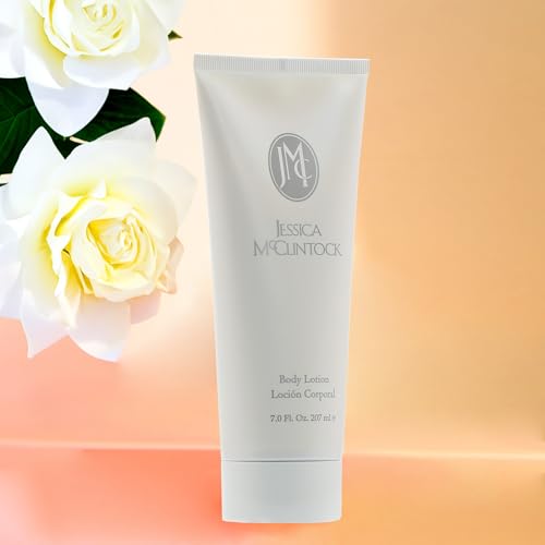 Jessica McClintock Body Lotion for Women, Moisturizing Formula with Shea Butter, Macadamia & Avocado Oils, Floral Fragrance with Bergamot, Rose & Jasmine, Romantic Daily Hydration, 7oz