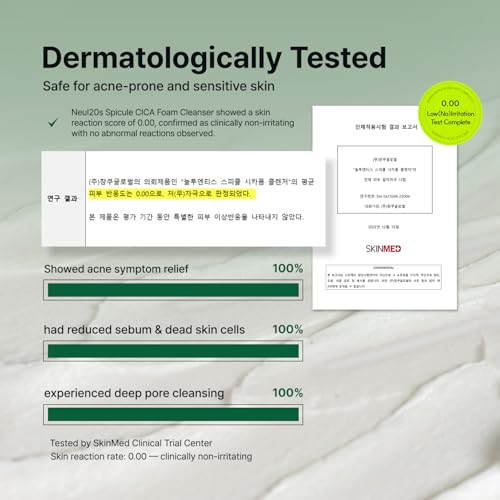 Spicule CICA Foam Cleanser, 3.38 fl oz/100ml | Hydrating Korean Face Wash with Centella Asiatica, Hyaluronic Acid & Tea Tree, Gentle Daily Cleanser for Sensitive & Acne-Prone Skin