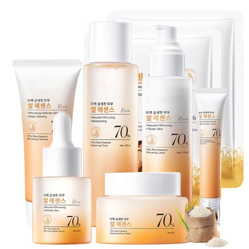 INSEEK Rice Skin Care Set, Moisturizing Skincare Gift Set for Women, Deeply Hydration Nourish Skin and Improve Dry Rough Skin, Improve Skin Elasticity, Skincare Routine Kit for Women