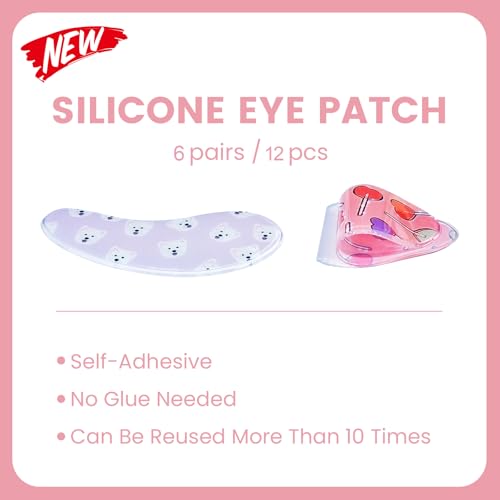 PERMANIA Under Eye Patch Silicone for Lash Lift & Lash Extensions Remover, Cute Cartoon Reusable and Soft Makeup Beauty Tools (12 pcs)