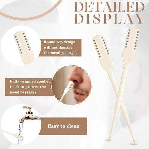 Lothee 50 Pcs Manual Nose Hair Trimmer, Nasal Hair Cutter Bulk for Women, Portable 360 Rotating Nose Hairs Remover Tools for Home, Travel and Beauty Salon, Velvet Storage Bag (White)