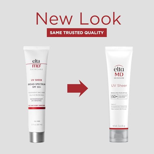 EltaMD UV Sheer Face Sunscreen, SPF 50+ No White Cast Sunscreen for Face and Body, Zinc Oxide Sunscreen Formula