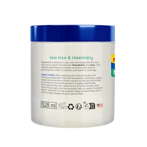 Hollywood Beauty Tea Tree & Rosemary Deep Hydration Masque, 18 oz - Restores Moisture