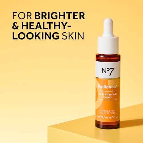 No7 Radiance+ 15% Vitamin C Serum - Radiance-Boosting Face Serum for Glowing Skin - Re-Energizing Vitamin C Skin Care for Daily Use (0.84 oz)