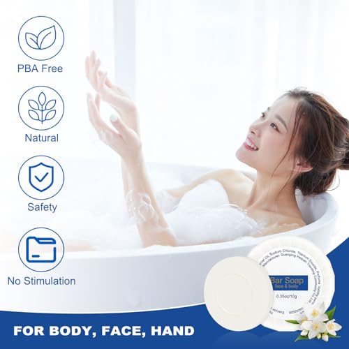 Mini Soap Bars Bulk Individually Wrapped Round Bulk Bar Soap 0.35 oz Travel Soap Small Hotel Soaps Toiletries for Hotel Bathroom Camp RV (50)
