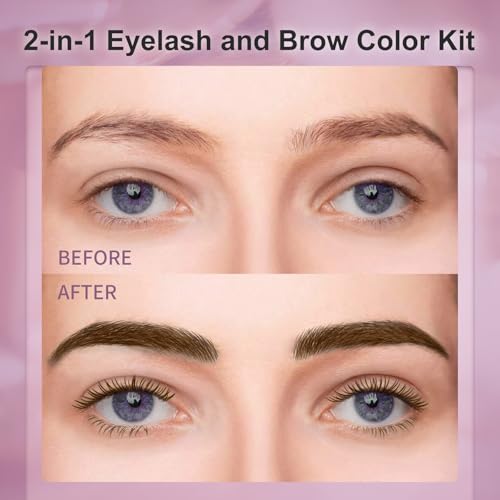 Eyelash & Eyebrow Color Kit, Black Lash & Brow Color Kit, Instant Eyebrow Coloring Set with Natural Bushy Results, Easy Use & Salon at Home, 7ml, Coffee