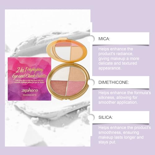 Eye & Cheek Palette - Eyeshadow and Highlighter Makeup, Eye Shadow Palettes Multifunctional Makeup Palettes Contour Kit,Shimmer Glow Face Highlighter Palette for Women Face,Natural Glow Contour Powder