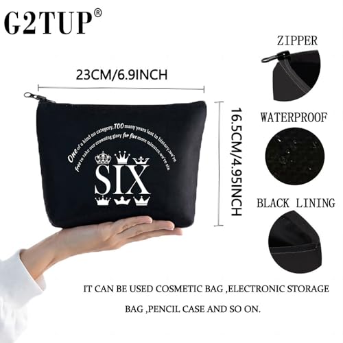 G2TUP SIX Queen Makeup Bag Theatre Fans Gift We¡¯re Six Zipper Pouch Bag Queen Cosmetic Bag (We¡¯re Six-Black)