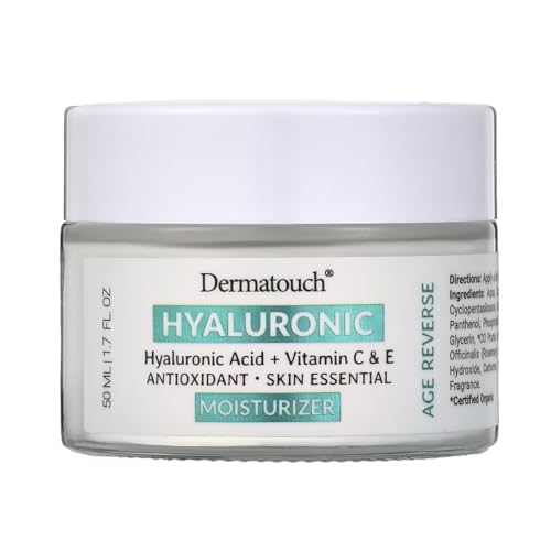DERMATOUCH Hyaluronic Moisturizer With Hyaluronic Acid, Vitamin C, A, & E, and Rose Extract, Daily Hydrating Cream With Vitamins and Antioxidants, Made in USA, 1.7 Fl Oz