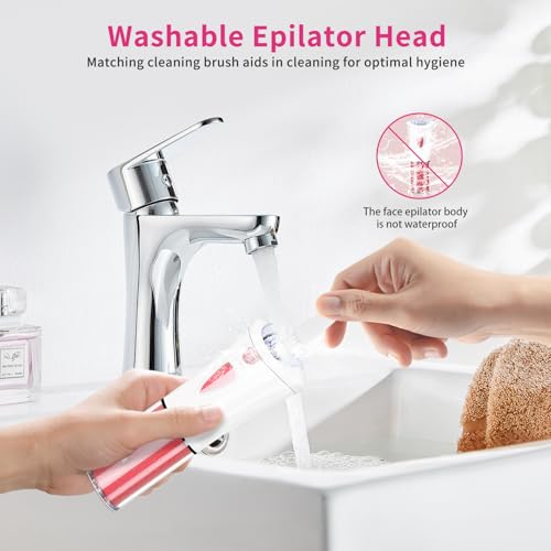 Facial Epilator for Women - 2026 New Face Epilator Hair Remover with LED Light - Smooth Glide Electric Hair Tweezers for Face/Arm/Legs/Bikini Line/Chin/Lip/Pubic Lady Hair Removal Epilators Cordless