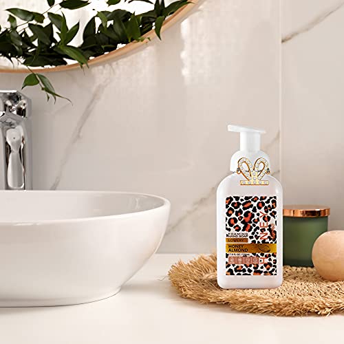 Foaming Hand Soap, 17.9 fl oz Moisturizing Hand Soap with Aloe Vera & Essential Oils, Alcohol-Free Hand Wash Honey Almond Fragrance, Scented Hand Wash for Kitchen or Bathroom, Free Swarovski Bracelet