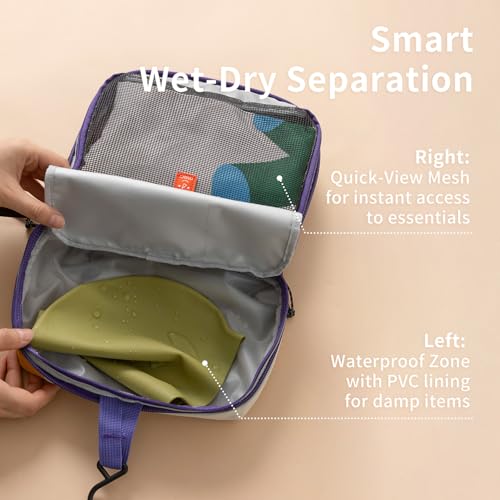 morning deer Large Toiletry Bag Travel Bag with Hanging Hook,Dry-wet Separation Makeup Cosmetic Bag Shaving Kit Travel Organizer for Accessories, Shampoo,Toiletries,Gym,Camping