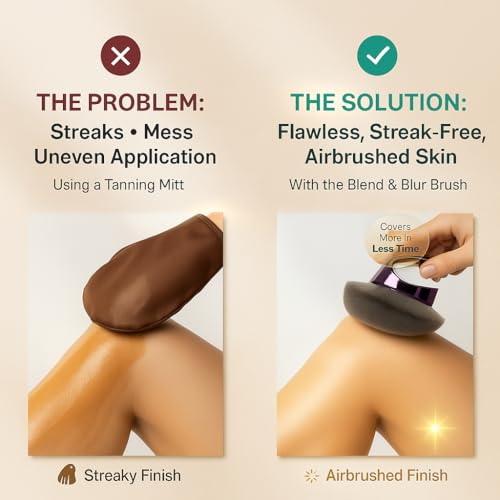 Body Makeup Brush ? Extra Large Kabuki Applicator for Self Tanner, Bronzer & Foundation ? Flawless, Streak-Free Airbrushed Finish ? Vegan, Charcoal-Infused Bristles