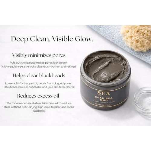 Dead Sea Mud Mask for Face and Body, Mineral-Rich Purifying Mask, Pore Cleansing Skin Care for Oily Skin, 10.5oz (300 g)